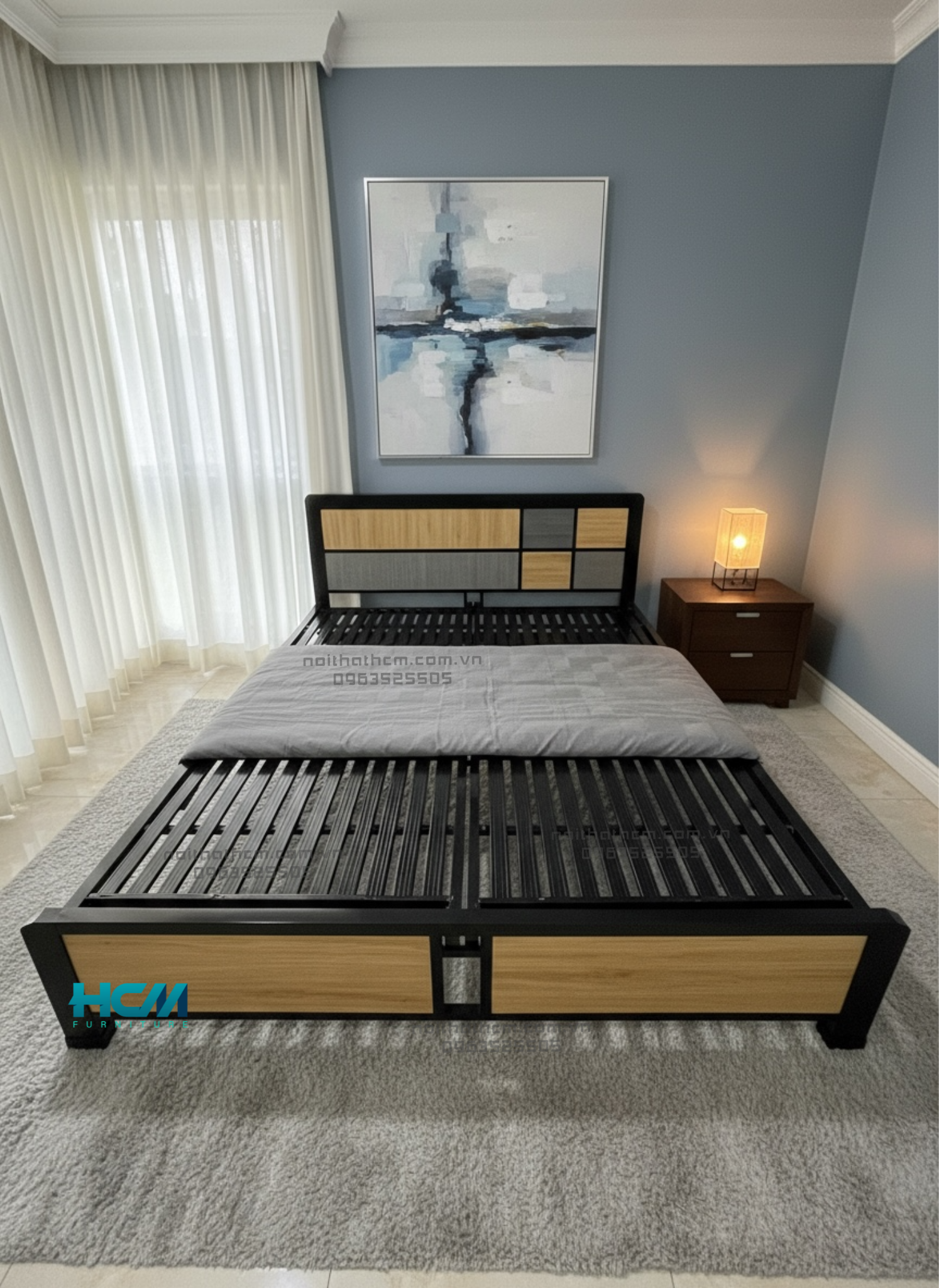 Giường sắt kết hợp gỗ cao cấp – thiết kế hiện đại, khung sắt sơn tĩnh điện chắc chắn, mặt gỗ sang trọng, bền đẹp và tinh tế cho không gian phòng ngủ. Giường sắt kết hợp gỗ cao cấp – thiết kế hiện đại, khung sắt sơn tĩnh điện chắc chắn, mặt gỗ sang trọng, bền đẹp và tinh tế cho không gian phòng ngủ.