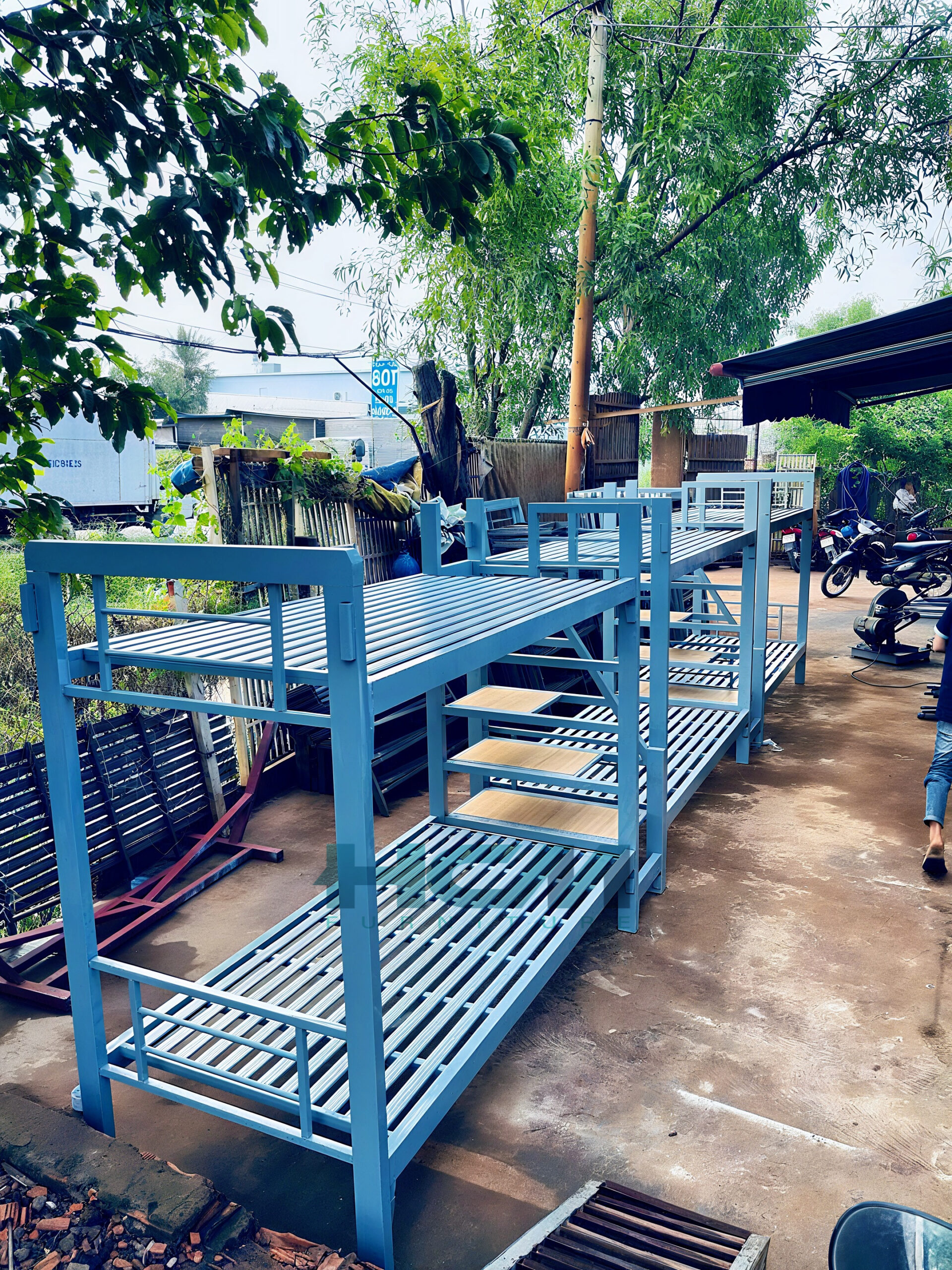 Giường hai tầng cầu thang ván gỗ cao cấp Giường hai tầng cầu thang ván gỗ cao cấp